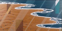 La rencontre d'une plage et d'une mer abstraite